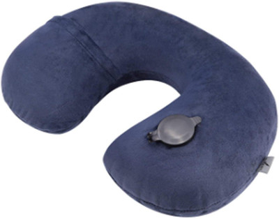

TecMac Travel sky U-Shape Inflatable Folding Travel Velvety Neck Pillow(Navy Blue)