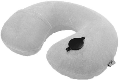 

TecMac Travel sky U-Shape Inflatable Folding Travel Velvety Neck Pillow(Grey)