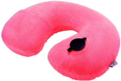 

TecMac Travel sky U-Shape Inflatable Folding Travel Velvety Neck Pillow(Pink)