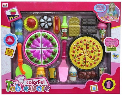 

Dhawani Yummy Pizza Cooking and Cutting Tableware Toy Set with Multicolor Accessories For Kids
