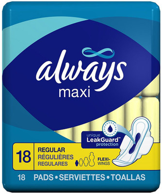 

Always Maxi Regular With Wings, Unscented Pads 18 Count Pantyliner(Pack of 18)