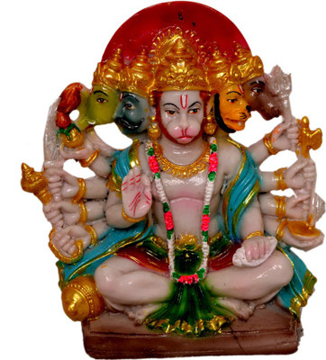

khusi panchamukhi Hanuman Decorative Showpiece - 14.5 cm(Polyresin, Multicolor)