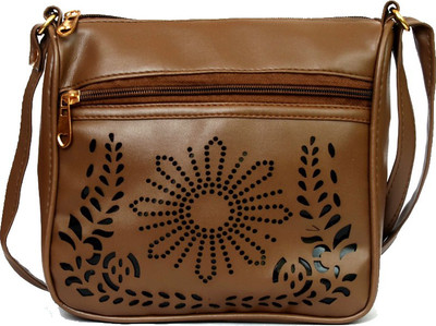 

Rish Women Casual Brown PU Sling Bag