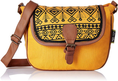 

Kanvas Katha Women Casual Yellow Canvas Sling Bag