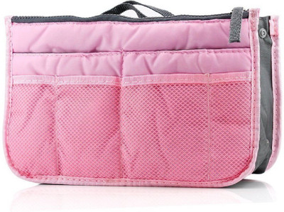 

IndiRocks Women Multipocket Handbag Organizer, Travel Makeup Cosmetic Organizer Handbag_Pink Small Travel Bag - Medium(Pink)