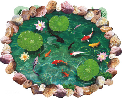

Jump up  Pond with fishes and lotus, Floor sticker Sticker(Pack of 1, Multicolor