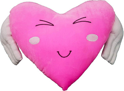 

Vinayaka Fab Angel Wings Heart Shape Velvet Cushion (Size- 35 cm) with Filling Inserts. - 35 cm(Pink)