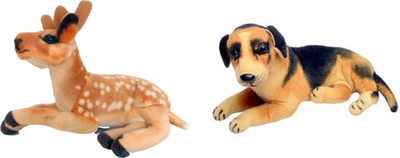 

DINAARKAN SOFT TOY COMBO OF DEER & GERMAN SHEPHERD DOG 30 cm - 30 cm(Brown)