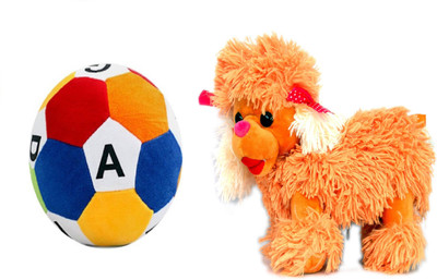 

DINAARKAN SOFT AND CUTE GOLDEN PUPPY DOG STUFFED TOY 30 cm AND ABC SOFT BALL TOY 21 cm - 28 cm(Multicolor)