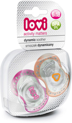 

Lovi Dynamic silicone 6-18 months (Spark-Girl) Soother(Pink, Orange)