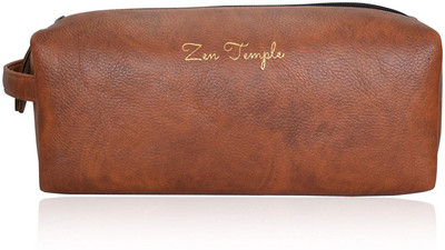 

Zen Temple Men Leather Toiletry Bag - Tan Travel Toiletry Kit(Tan)