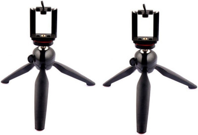 

FKU Set of 2 Mini Pocket Tripod + Mobile Phone Holder Clip Tripod(Black, Supports Up to 700 g)