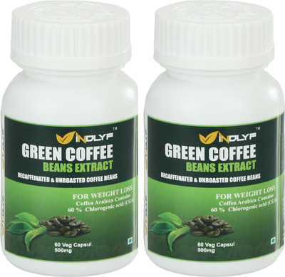 

indlyf Pure Green Coffee Bean Extract With 60 % CGA Chlorogenic Acid) Lose Upto 8Kg In A Month Of 120 Capsules ( pack of 2 )(120 No)