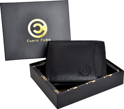 

Cuero Cubo Men Black Genuine Leather Wallet(5 Card Slots)