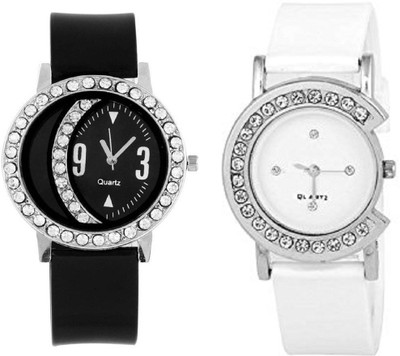 

Rage Enterprise New Stylish Black & White Diamond Combo Watch Watch - For Girls