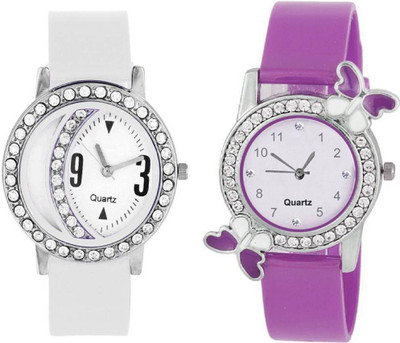 

Rage Enterprise New Stylish White Diamond Purple Butterfly Dial Men & Women Watch - For Girls