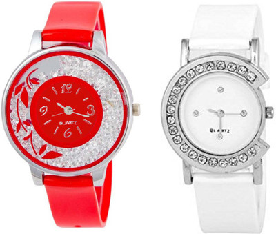 

Rage Enterprise New Stylish Red and White Fancy Diamond Dial combo of 2 Boys & Girls Watch - For Men & Women