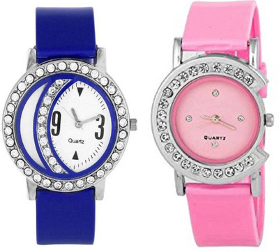 

Rage Enterprise New Stylish Blue & Pink Diamond Watch - For Girls