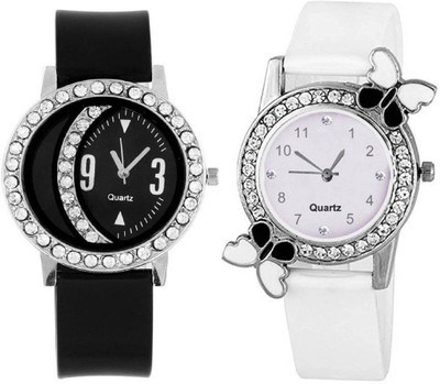 

Rage Enterprise New STylish Black Diamond White Butterfly Dial Girls Watch - For Men & Women