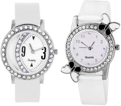 

Rage Enterprise New Stylish White Fancy Diamond Butterfly Dial Boys & Girls Watch - For Men & Women