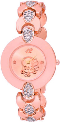 

iDIVAS New Rose Gold Metal Diamond Studed Bracelet Watch - For Women