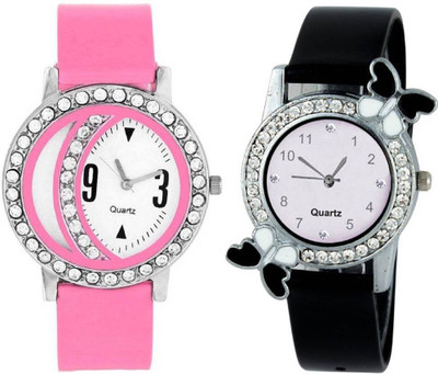

Rage Enterprise New STylish Pink Diamond Black Butterfly Women Watch - For Girls