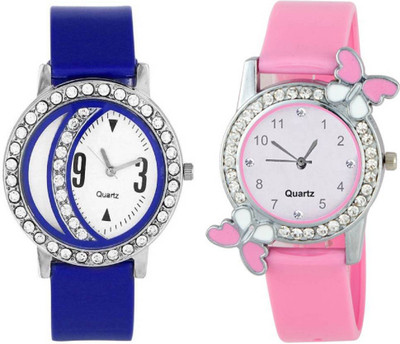 

Rage Enterprise New Stylish Blue Diamond Pink Butterfly Dial Girls Watch - For Girls