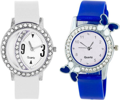 

Rage Enterprise New Fancy White Diamond Blue Butterfly Dial Men & Women Watch - For Girls