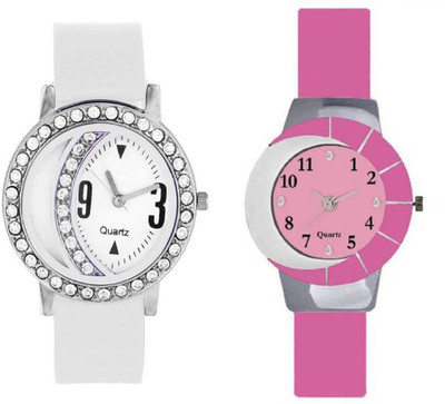 

Rage Enterprise New Stylish White Diamond Pink Chand Boys & Girls Watch - For Men & Women