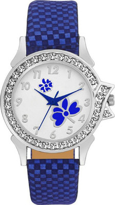 

TRUE KART New Unique Collection Blue Flower Dial Leather Belt Watch - For Girls