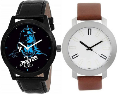 

iDIVAS Combo Of Two Multicolour Leather Strap 71421 Watch - For Men