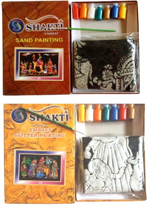 

shakti Emboss and Sand Painting Combo :36 X 60 cm Valvet Cloth (Pack of Two)