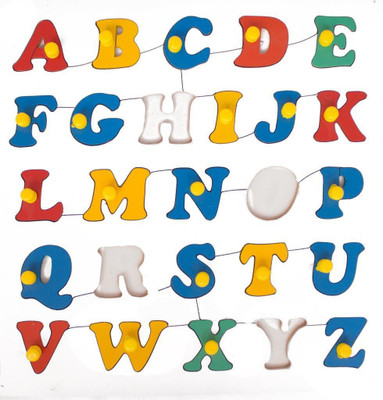 

Toyvala Wooden Alphabet Puzzle with knobs (Capital letters) Board Game Board Game