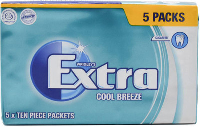 

Wrigleys Extra Cool Breeze Gum - 5 Pack (5x10pc) Cool Chewing Gum(70 g)