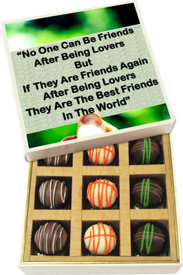 

Chocholik Friendship Gift - Friends After Being Lovers Are Best Friends - Dark, Milk, White Chocolate - 9pc Truffles(135 g)
