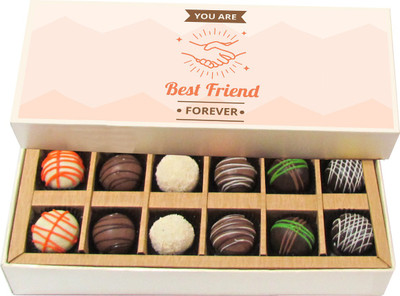 

Chocholik Friendship Gift - You Are Best Friends Forever - Dark, Milk, White Chocolate - 12pc Truffles(180 g)