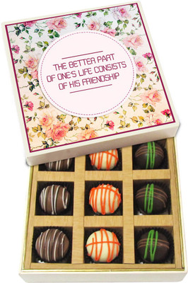 

Chocholik The Better Part of One's Life Consists - Dark, Milk, White Chocolate Truffles - 9pc Truffles(135 g)