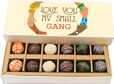 

Chocholik Love You, My Small Gang - Dark, Milk, White Chocolate Truffles - 12pc Truffles(180 g)