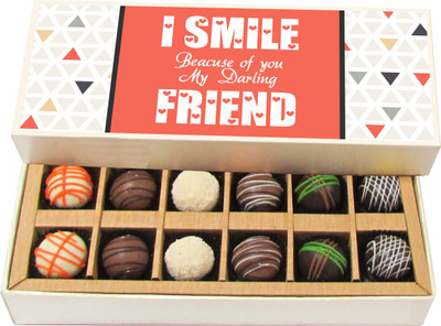 

Chocholik I Smile Because Of You - Dark, Milk, White Chocolate Truffles - 12pc Truffles(180 g)