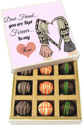 

Chocholik Dear Friend...you Are Kept Forever - Dark, Milk, White Chocolate Truffles - 9pc Truffles(135 g)