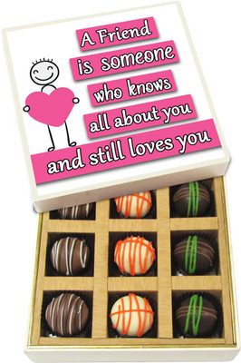 

Chocholik A Friend Is Someone Who Knows All About You - Dark, Milk, White Chocolate Truffles - 9pc Truffles(135 g)