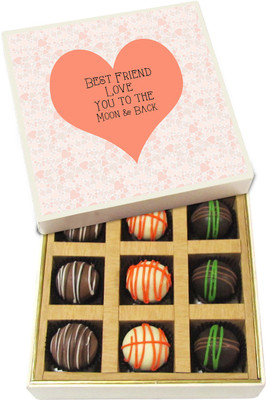 

Chocholik Best Friend Love You To The Moon And Back - Dark, Milk, White Chocolate Truffles - 9pc Truffles(135 g)