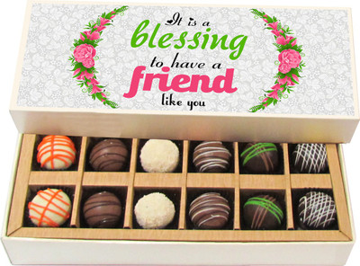 

Chocholik It Is A Blessing To Have A Friend Like You - Dark, Milk, White Chocolate Truffles - 12pc Truffles(180 g)