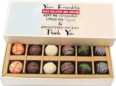 

Chocholik Your Friendship Has Helped Me Grow - Dark, Milk, White Chocolate Truffles - 12pc Truffles(180 g)