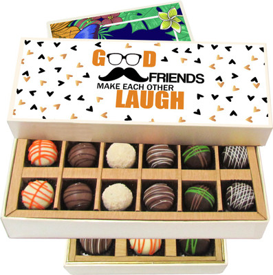

Chocholik Good Friends Make Each Other Laugh - Dark, Milk, White Chocolate Truffles - 12pc Truffles(180 g)