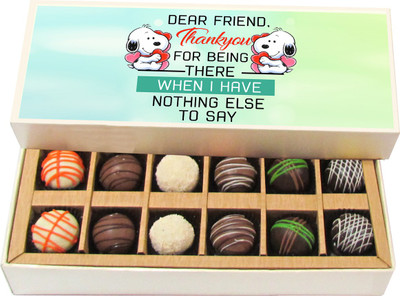 

Chocholik Thank You For Being There When I Have Nothing Else To Say - Dark, Milk, White Chocolate Truffles - 12pc Truffles(180 g)