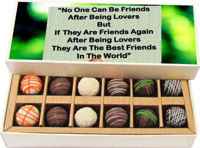 

Chocholik Friendship Gift - Friends After Being Lovers Are Best Friends - Dark, Milk, White Chocolate - 12pc Truffles(180 g)