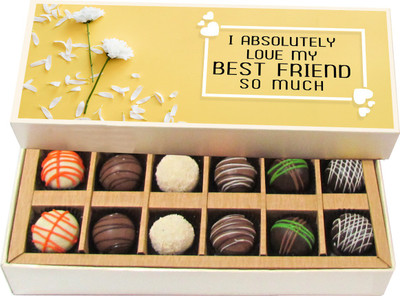 

Chocholik I Absolutely Love My Best Friend So Much - Dark, Milk, White Chocolate Truffles - 12pc Truffles(180 g)