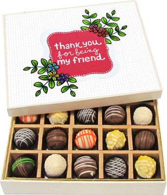 

Chocholik Friendship Gift - Thank You for Being My Friend - Dark, Milk, White Chocolate - 20pc Truffles(300 g)