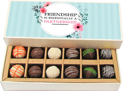 

Chocholik Friendship Is Essentially a Partnership - Dark, Milk, White Chocolate Truffles - 12pc Truffles(180 g)